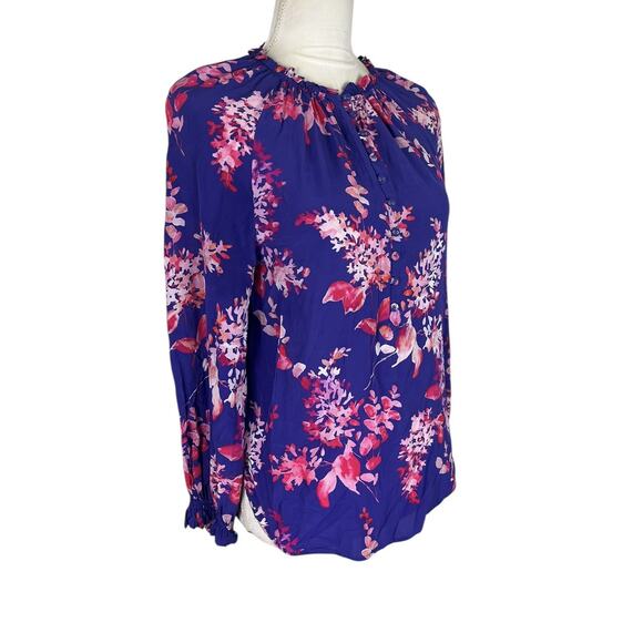 Anthropologie Caballero Vibrant Fields Blouse Elastic Button Loop Top Size XS - Picture 3 of 7
